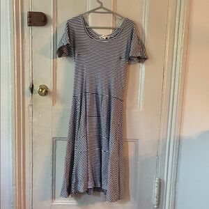 Striped Black and Navy Caron Callahan Dress